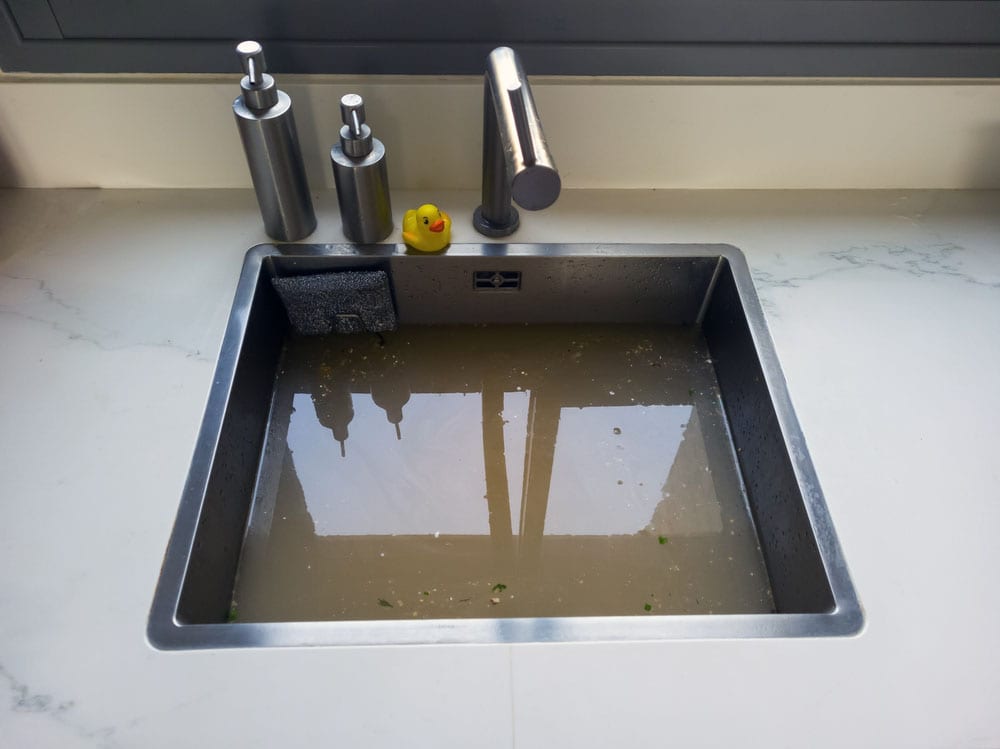 backflow or backup on a drain or sink