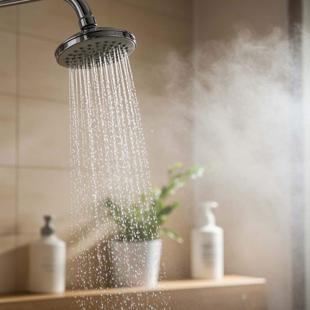 steamy water from a shower
