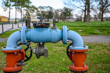 A new backflow preventer being installed